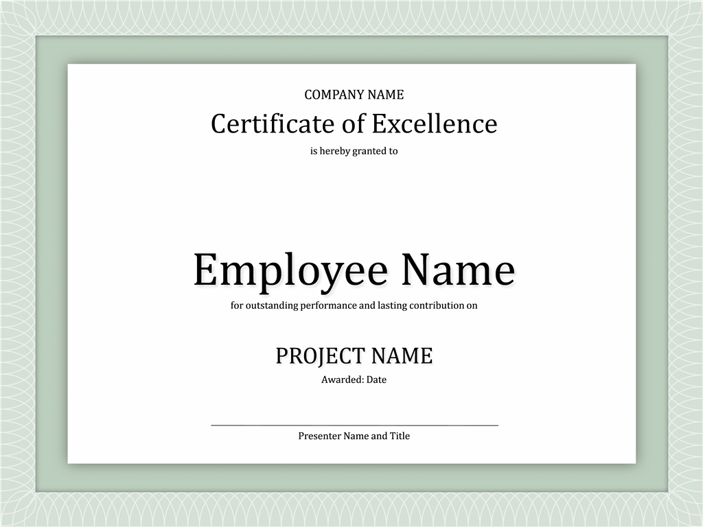 Certificate Of Excellence For Employee | Certificate In Award Of Excellence Certificate Template