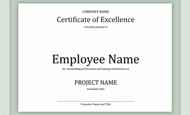 Certificate Of Excellence For Employee | Certificate with Best Employee Award Certificate Templates