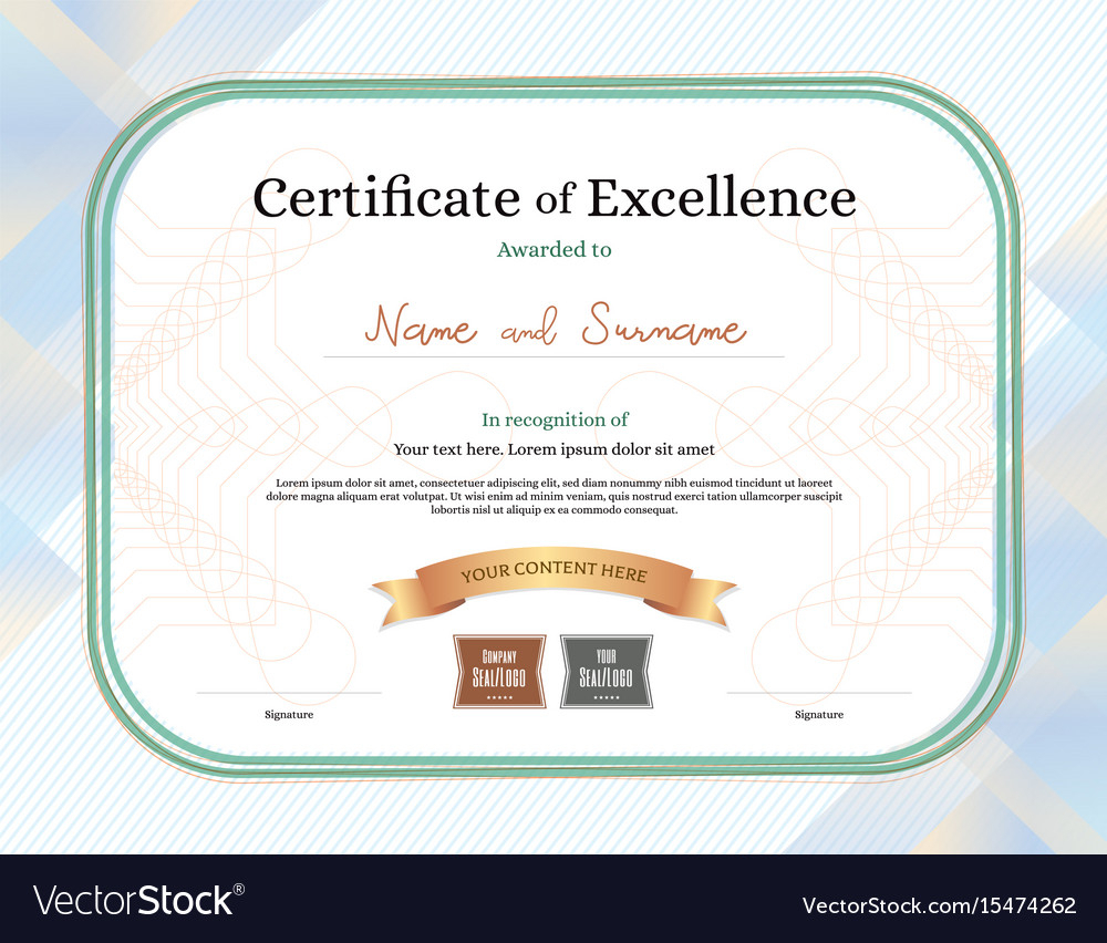 Certificate Of Excellence Template With Award Inside Award Of Excellence Certificate Template