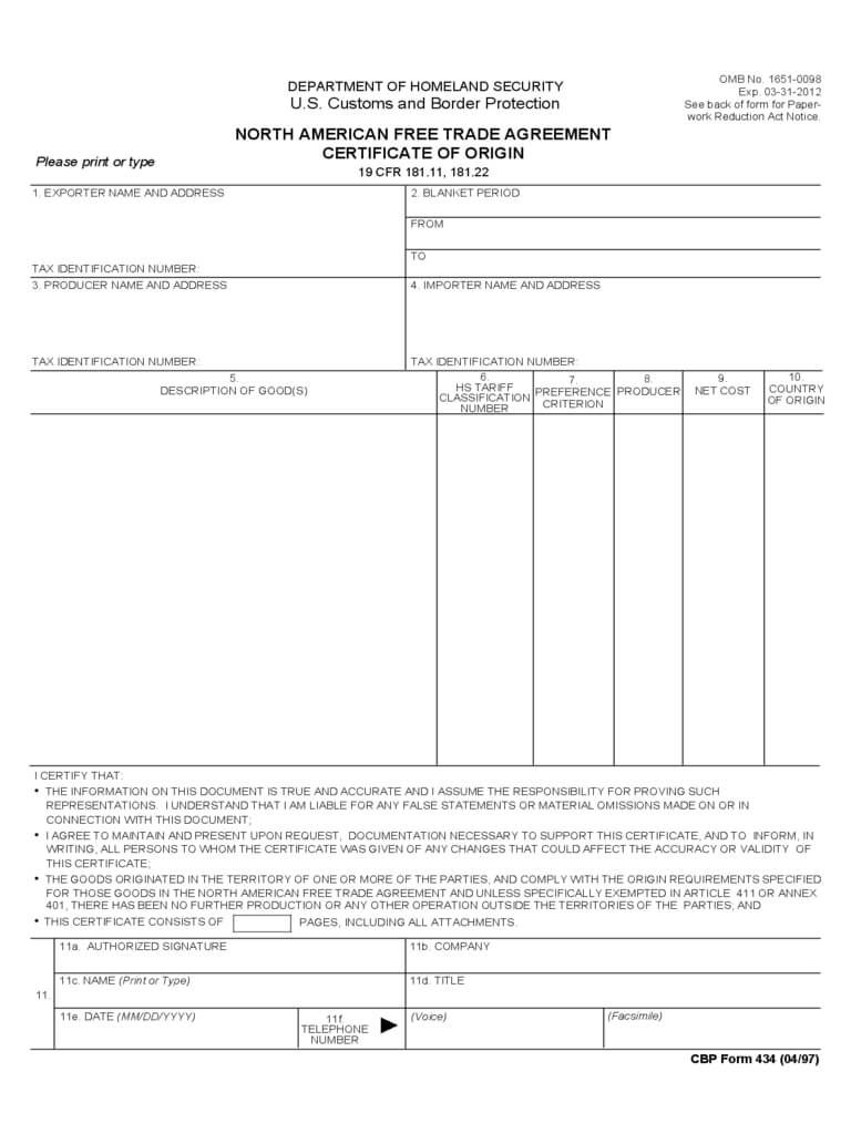 Certificate Of Origin Form – 5 Free Templates In Pdf, Word For Certificate Of Origin Form Template