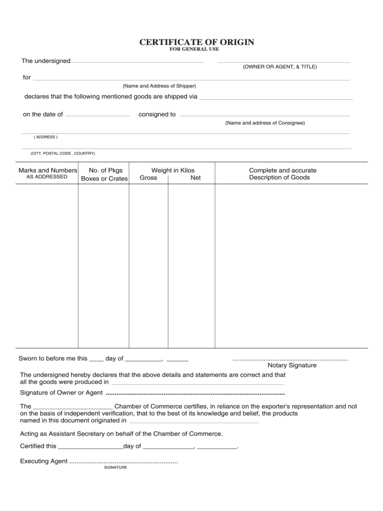Certificate Of Origin Form – 5 Free Templates In Pdf, Word Throughout Certificate Of Origin Template Word
