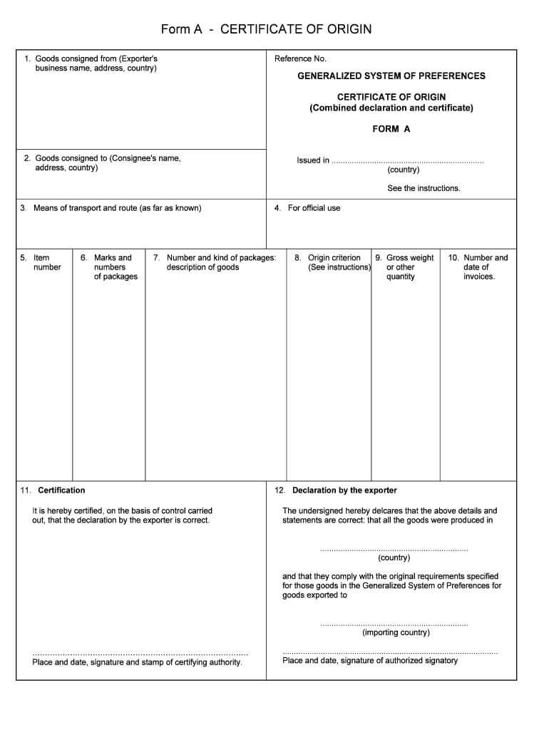 Certificate Of Origin Online – Fill Online, Printable In Certificate Of Origin Form Template