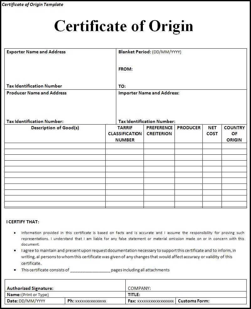 Certificate Of Origin | Trade Samaritan Throughout Certificate Of Manufacture Template