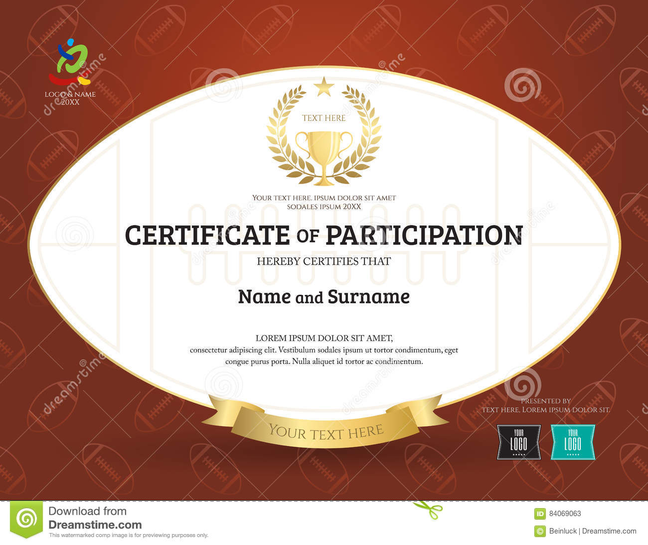 Certificate Of Participation Template In Sport Theme With Intended For Rugby League Certificate Templates