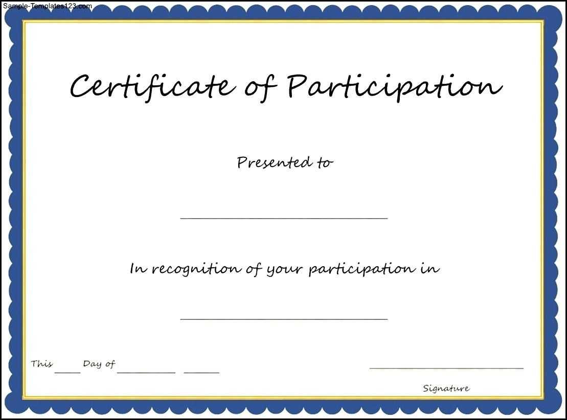 Certificate Of Participation Template , Key Components To With Regard To Sample Certificate Of Participation Template