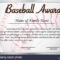 Certificate Template For Baseball Award Illustration Stock Inside Softball Award Certificate Template
