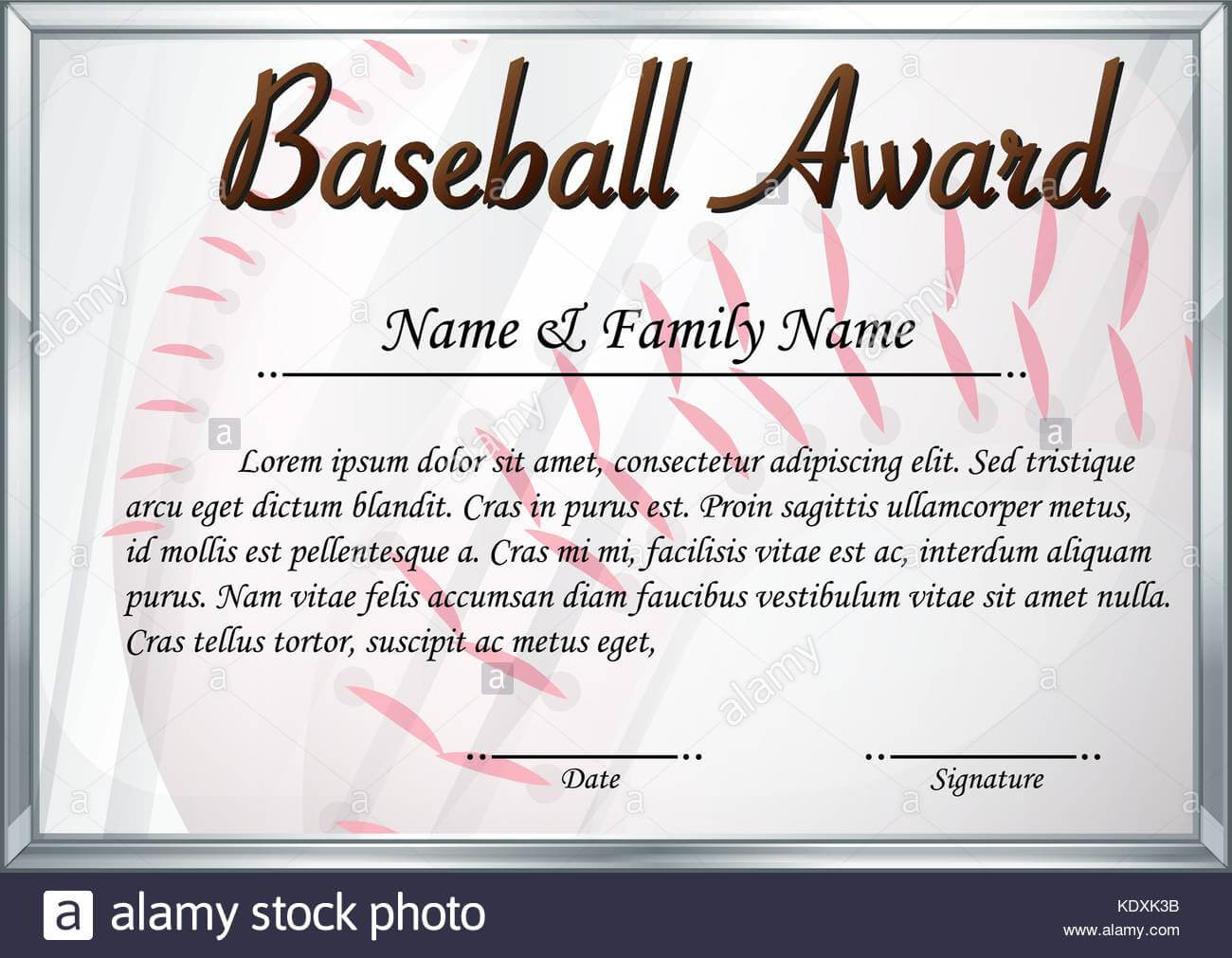 Certificate Template For Baseball Award Illustration Stock Inside Softball Award Certificate Template