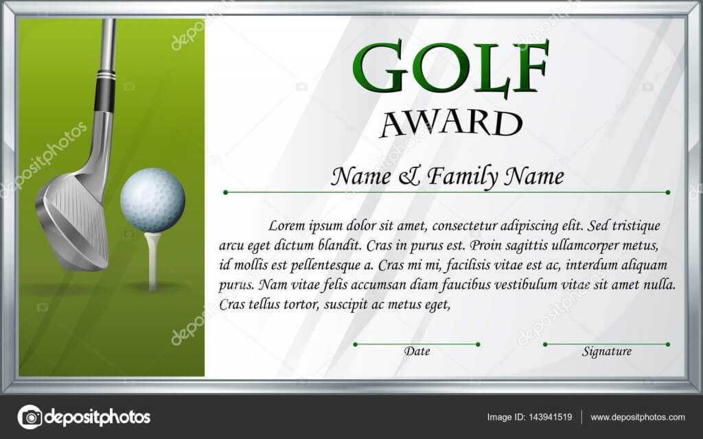 Certificate Template For Golf Award — Stock Vector Regarding Golf Certificate Template Free