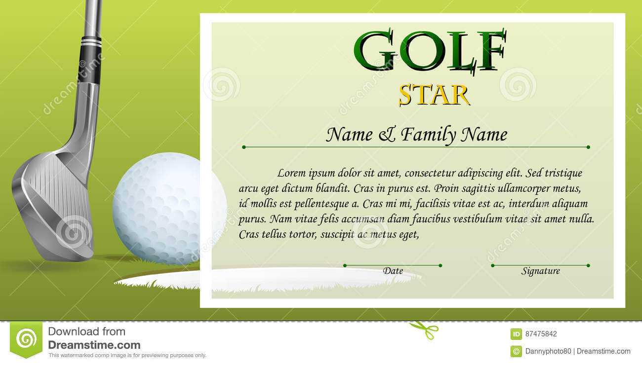 Certificate Template For Golf Star With Green Background Intended For Golf Certificate Template Free