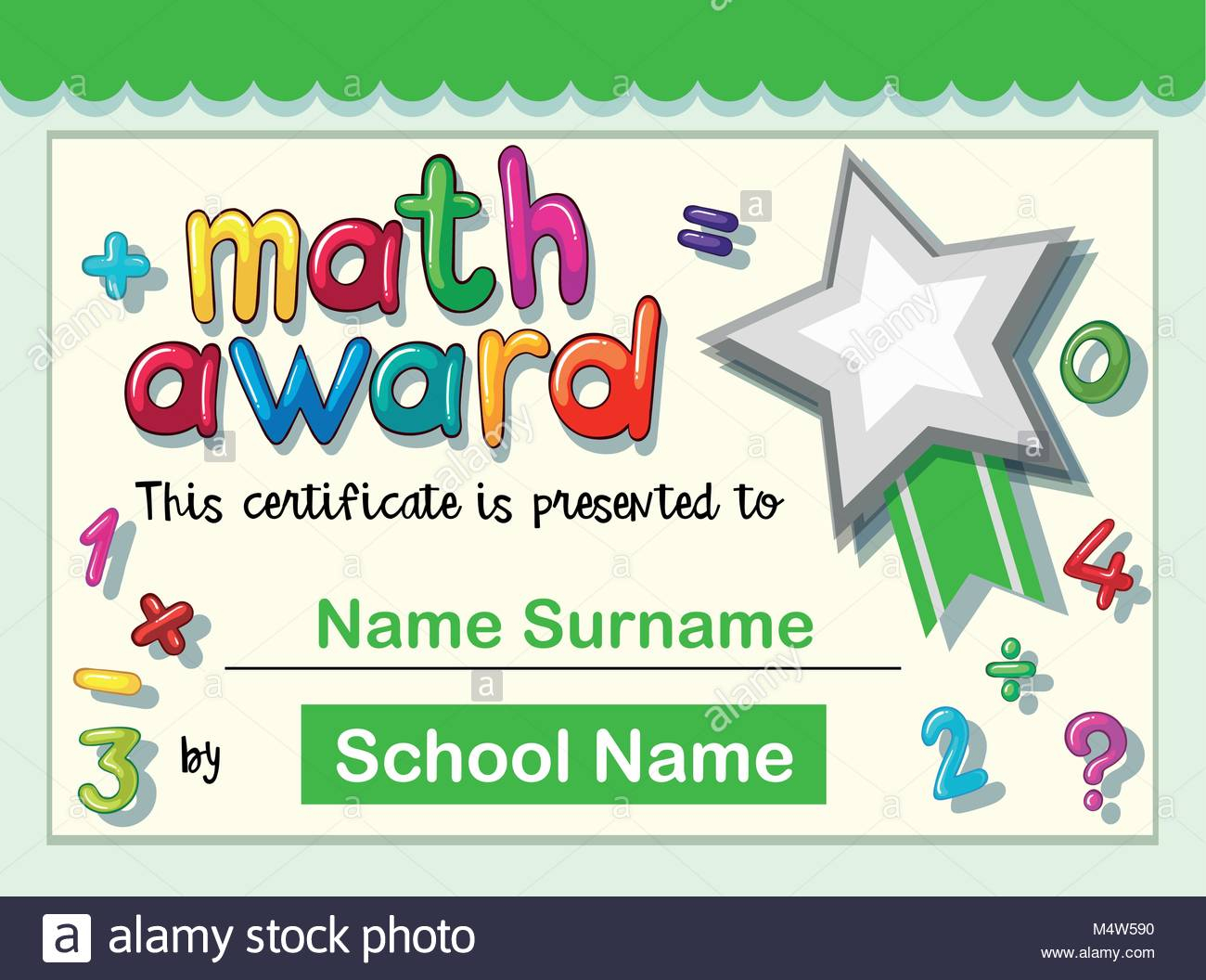 Certificate Template For Math Award Illustration Stock With Math Certificate Template