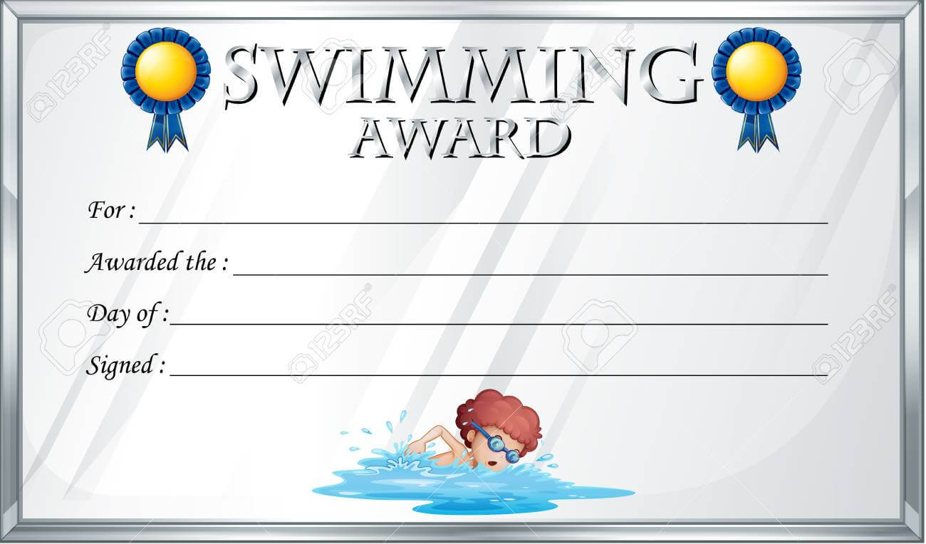 Certificate Template For Swimming Award Illustration Pertaining To Swimming Certificate Templates Free