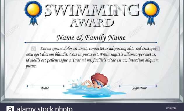 Certificate Template For Swimming Award Illustration Stock in Swimming Award Certificate Template