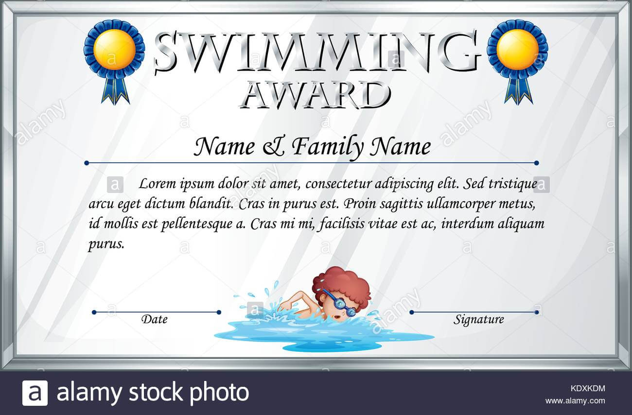 Certificate Template For Swimming Award Illustration Stock In Swimming Award Certificate Template