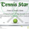 Certificate Template For Tennis Star Stock Vector Inside Free Softball Certificate Templates