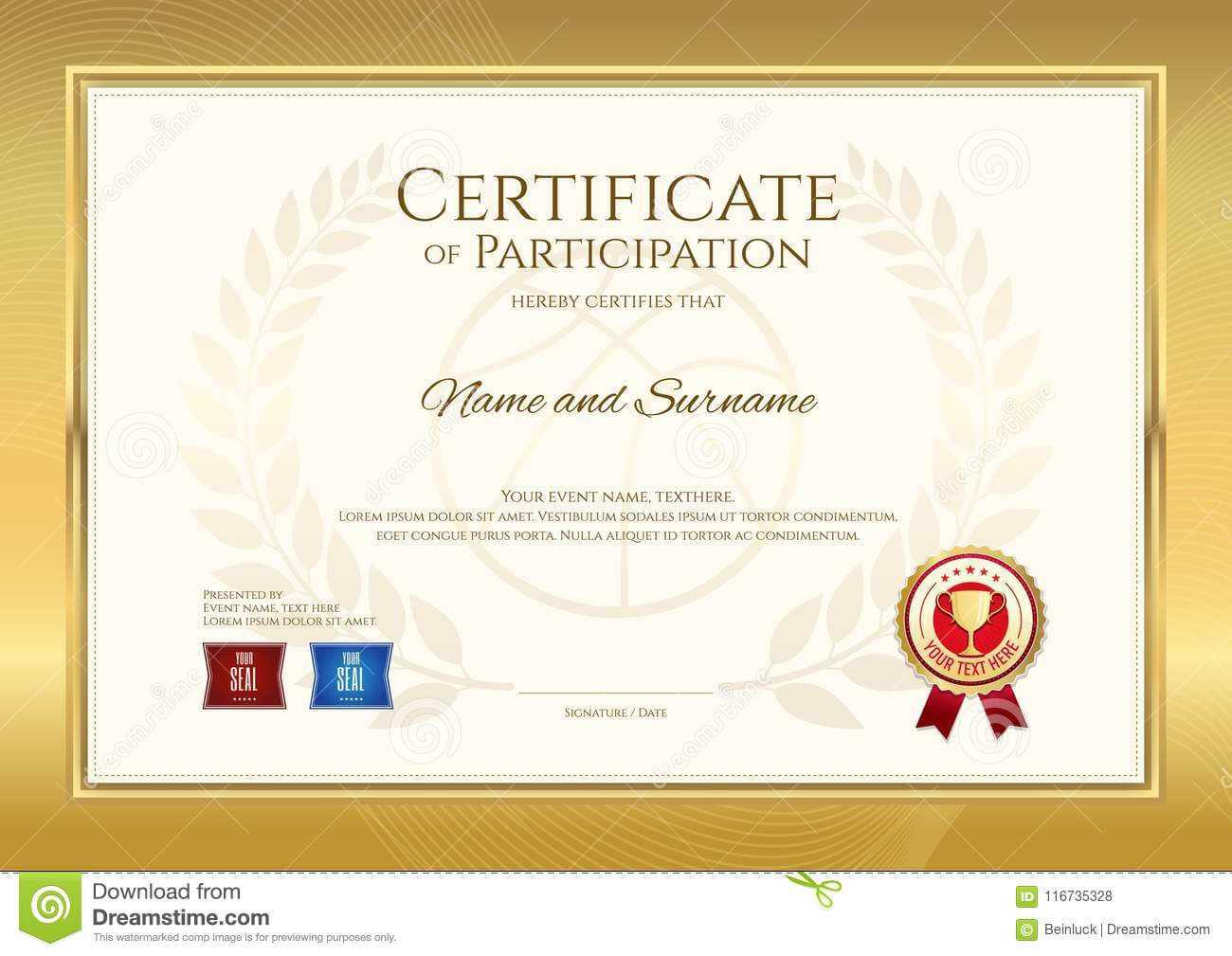 Certificate Template In Basketball Sport Theme With Gold With Basketball Camp Certificate Template