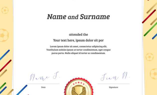 Certificate Template In Football Sport Theme With with Football Certificate Template