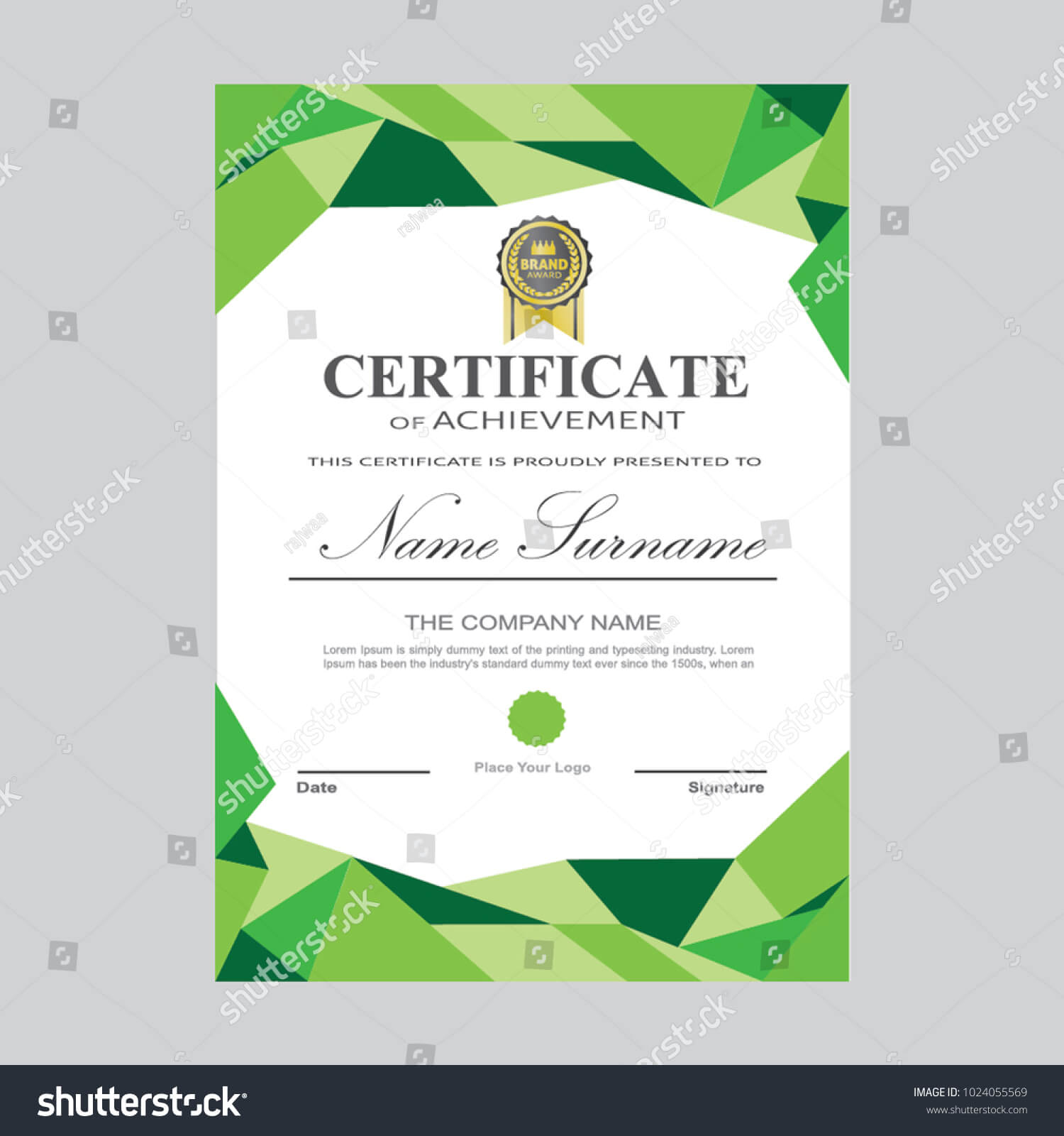 Certificate Template Modern A4 Horizontal Landscape Stock Within Landscape Certificate Templates