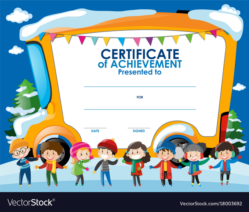 Certificate Template With Children In Winter Intended For Walking Certificate Templates