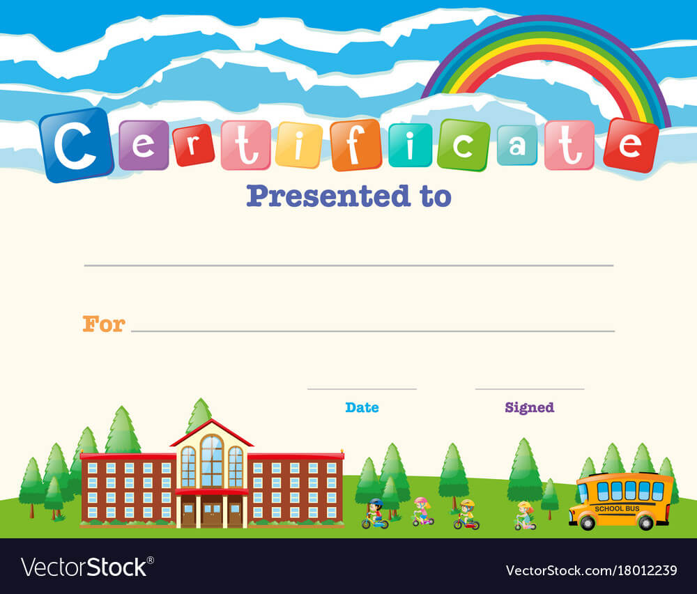 Certificate Template With Kids At School Pertaining To Free Printable Certificate Templates For Kids