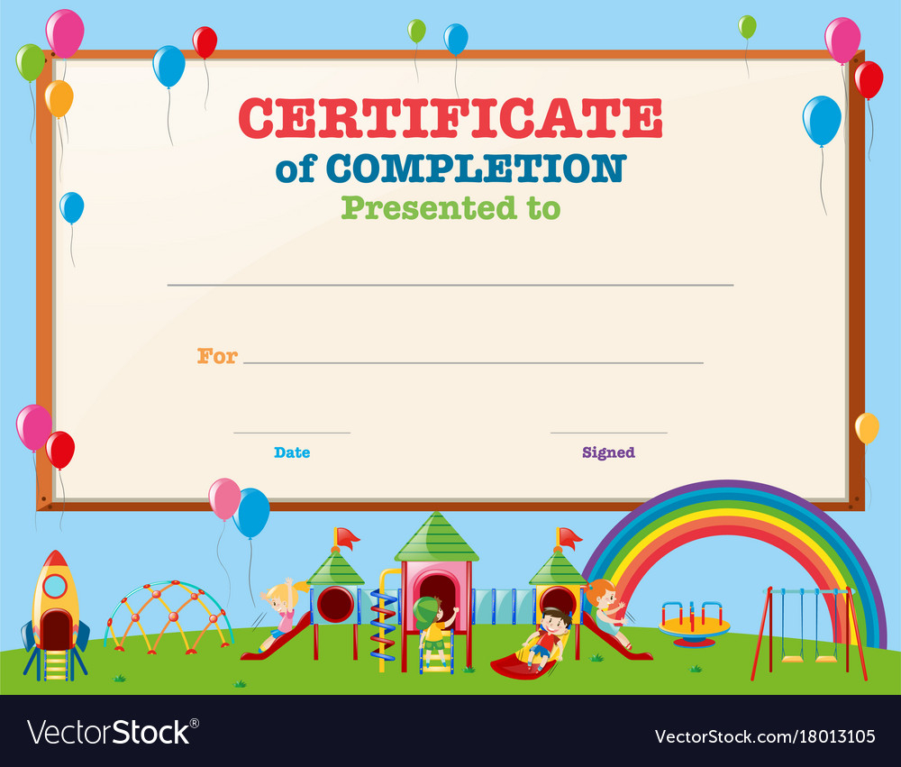 Certificate Template With Kids In Playground In Free Kids Certificate Templates