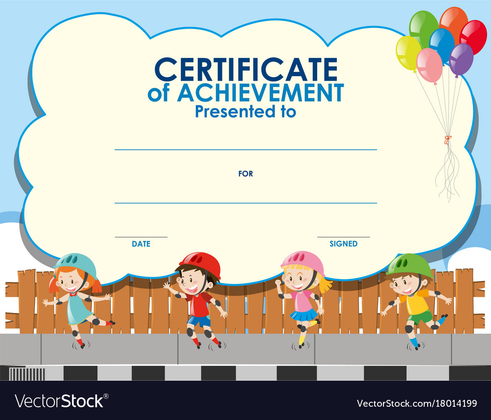Certificate Template With Kids Skating Pertaining To Free Kids Certificate Templates