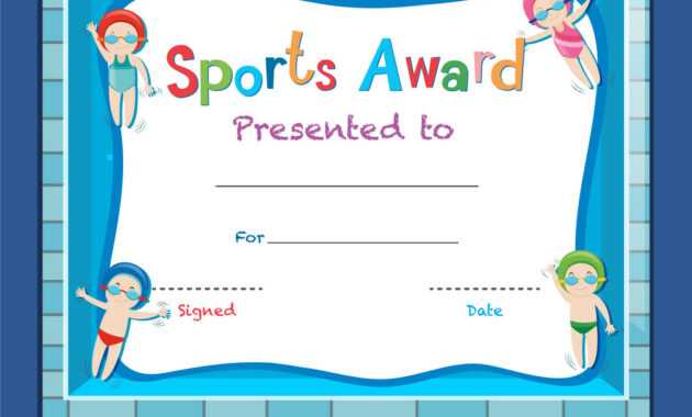 Certificate Template With Kids Swimming for Swimming Certificate Templates Free