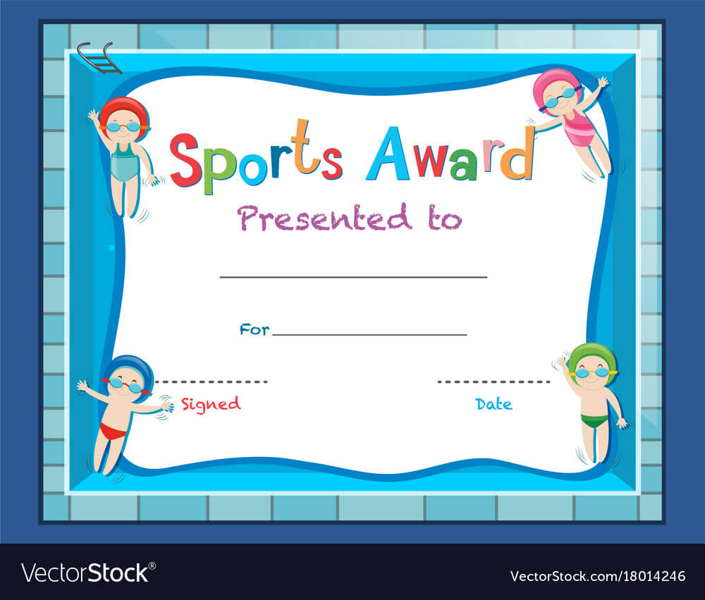Certificate Template With Kids Swimming For Swimming Certificate Templates Free