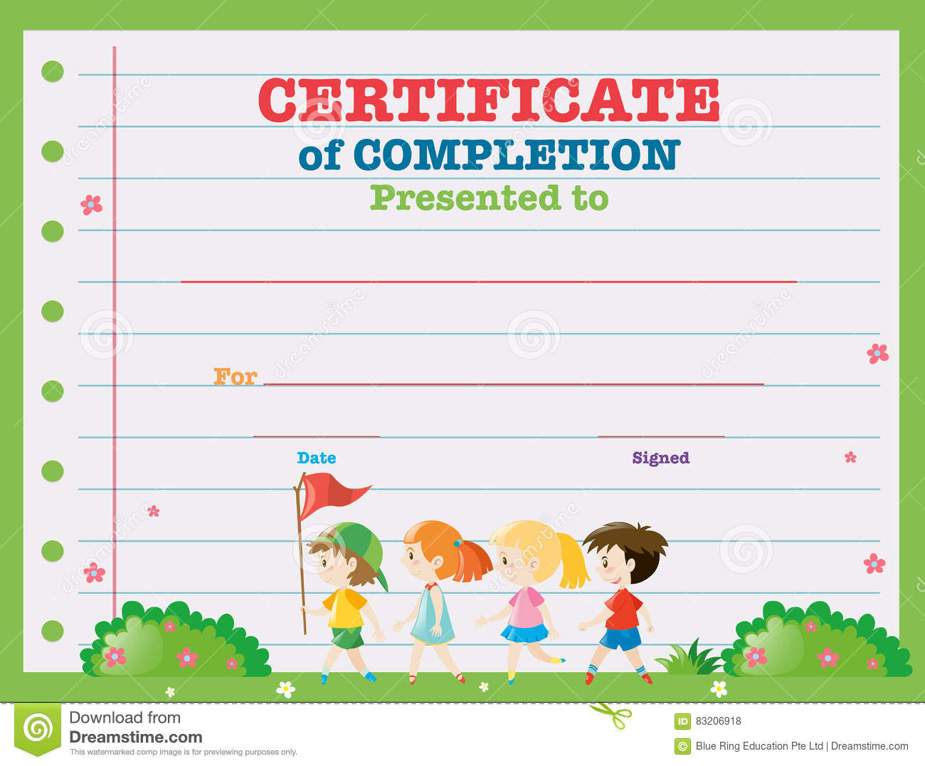 Certificate Template With Kids Walking In The Park Stock Intended For Walking Certificate Templates