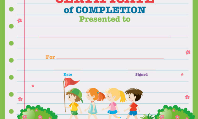 Certificate Template With Kids Walking In The Park within Walking Certificate Templates