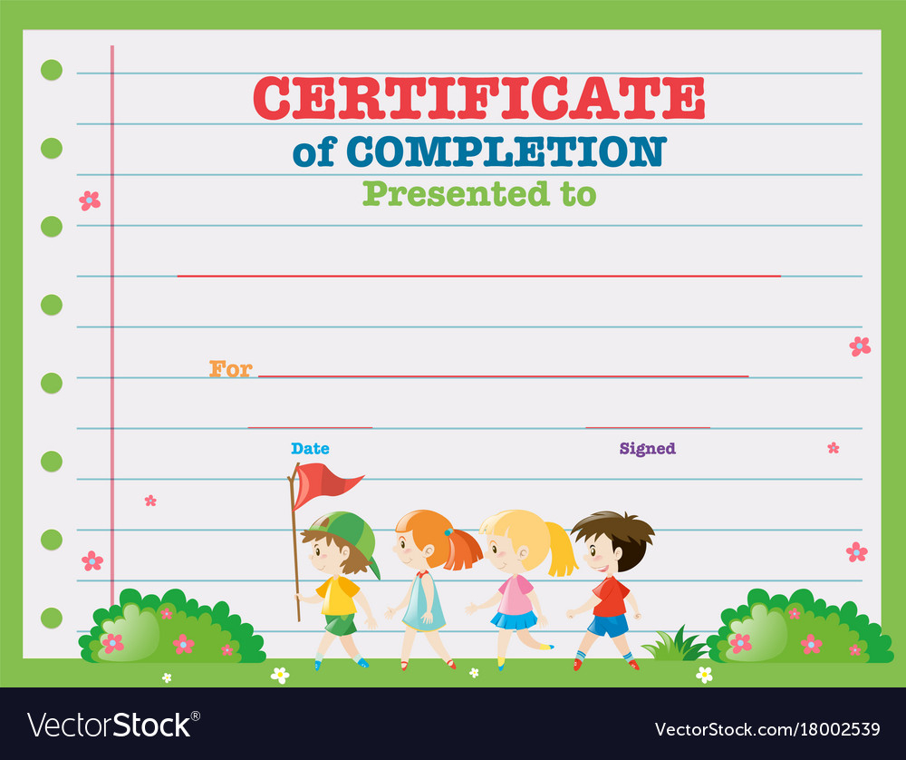 Certificate Template With Kids Walking In The Park Within Walking Certificate Templates