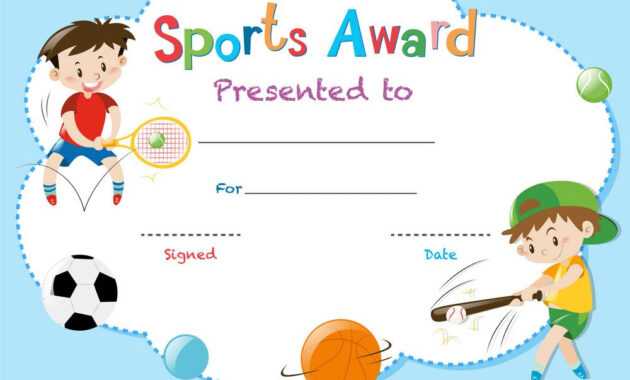 Certificate Template With Two Boys Playing Sports Vector regarding Sports Day Certificate Templates Free