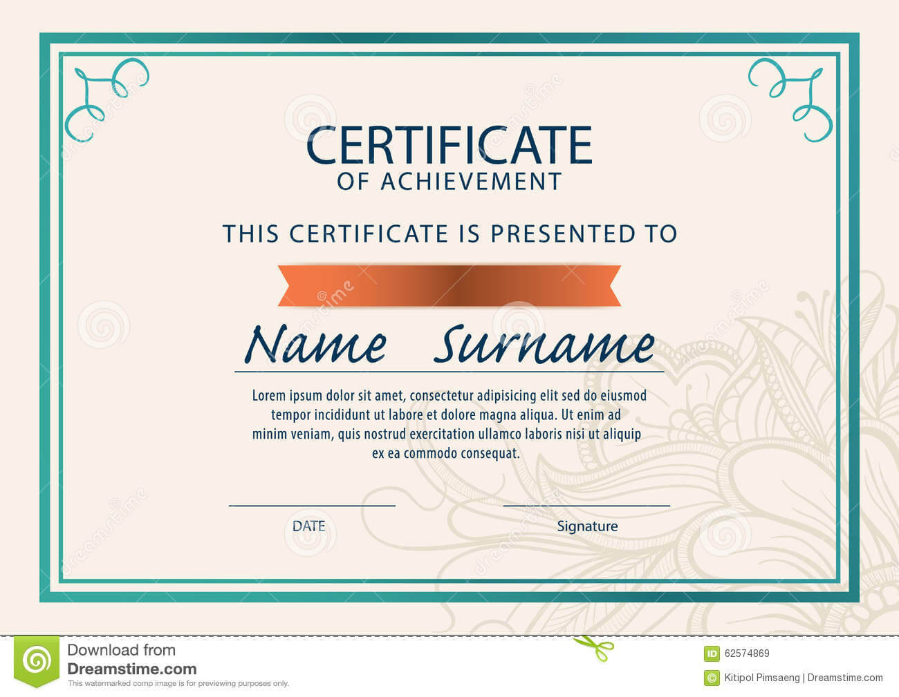 Certificate Template,diploma,a4 Size , Stock Illustration With Regard To Certificate Template Size