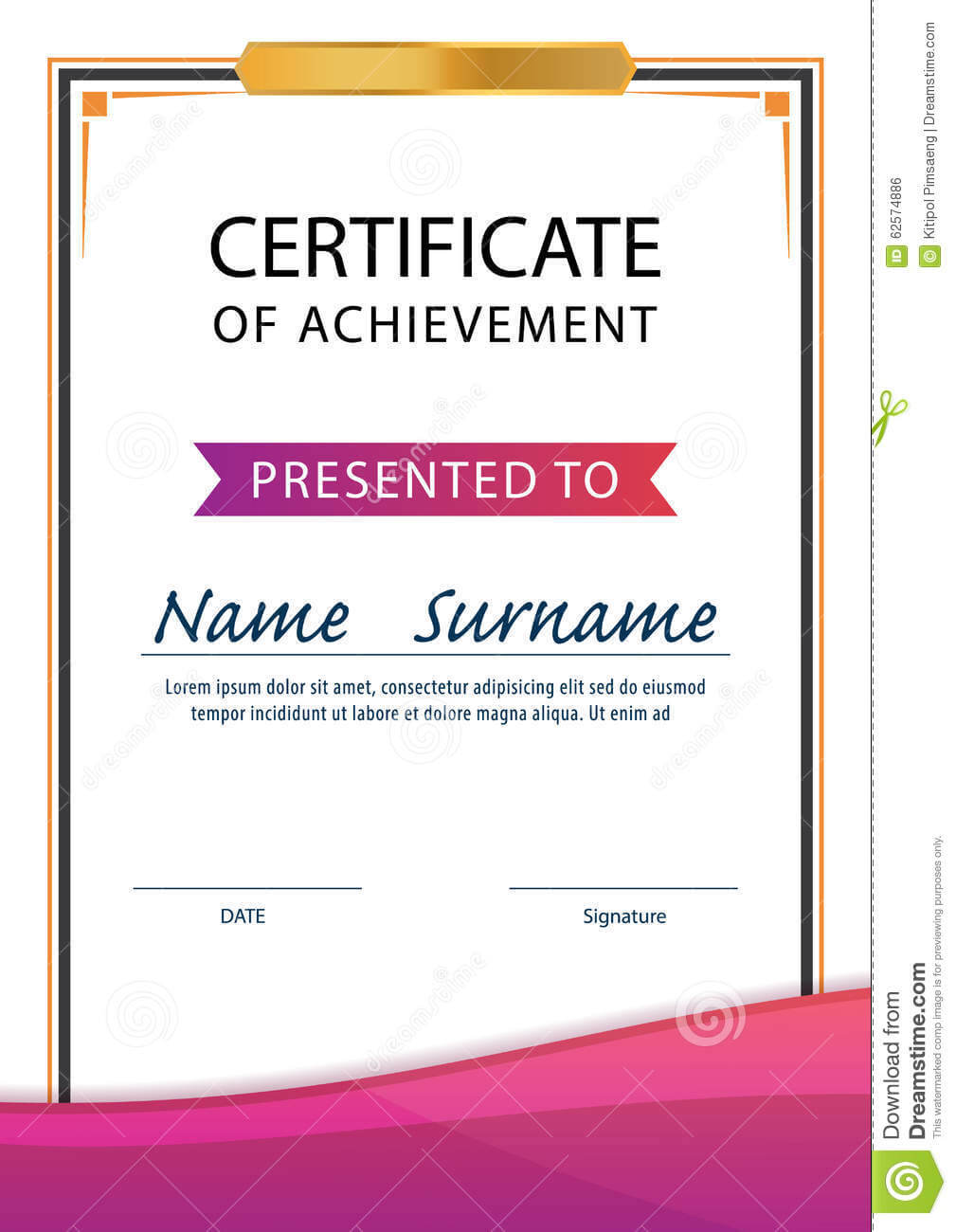 Certificate Template,diploma,a4 Size ,vector Illustration Throughout Certificate Template Size
