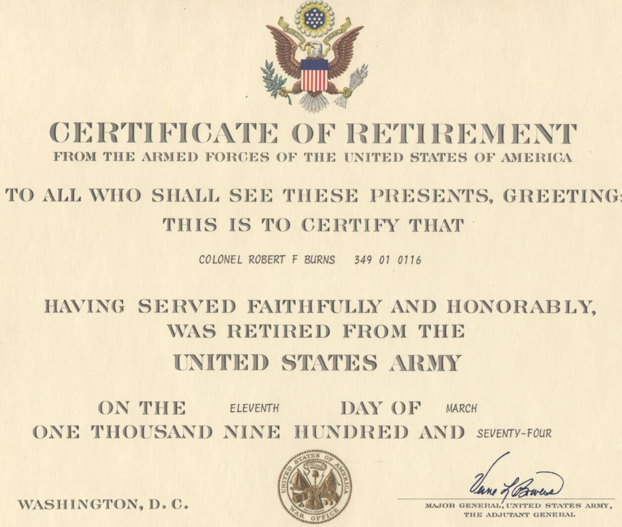 Certificate Templates: Army Certificate Of Appreciation Intended For Retirement Certificate Template