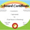 Certificates For Kids Pertaining To Certificate Of Achievement Template For Kids