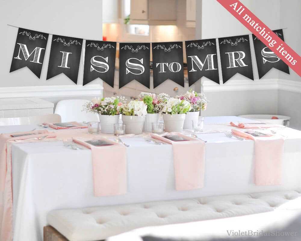 Chalkboard Bridal Shower Banner Template. Printable Bridal Inside Bridal Shower Banner Template