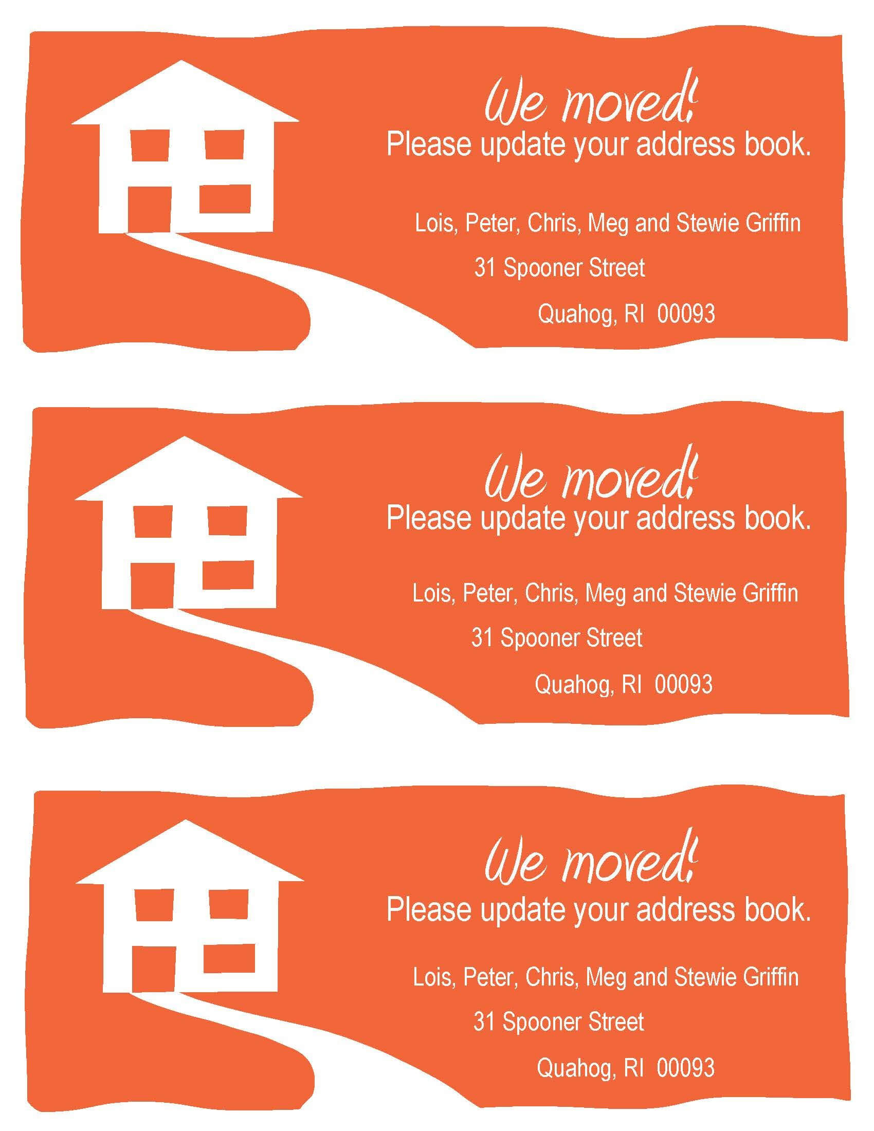 Change Of Address Cards, A Fun Example. Free Printable In With Regard To Moving House Cards Template Free