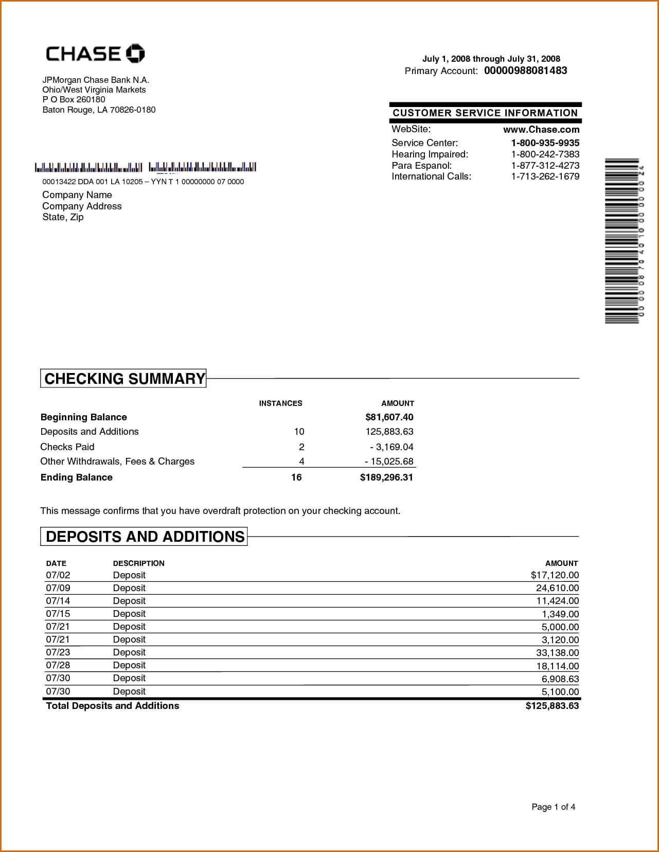 Chase Bank Statement Online Template | Best Template Intended For Credit Card Bill Template
