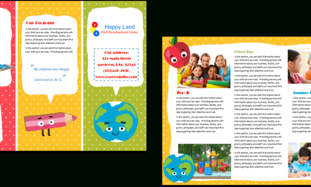 Child Care Brochure Template 22 throughout Daycare Brochure Template