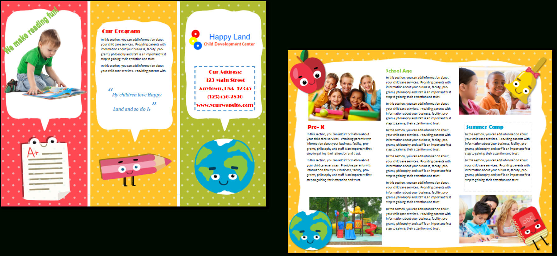 Child Care Brochure Template 22 Throughout Daycare Brochure Template