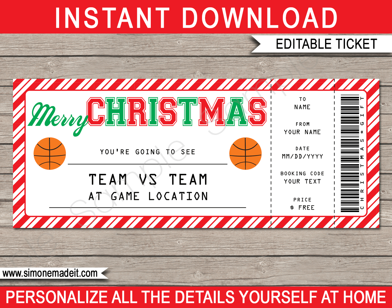 Christmas Basketball Ticket Gift Voucher | Printable With Movie Gift Certificate Template