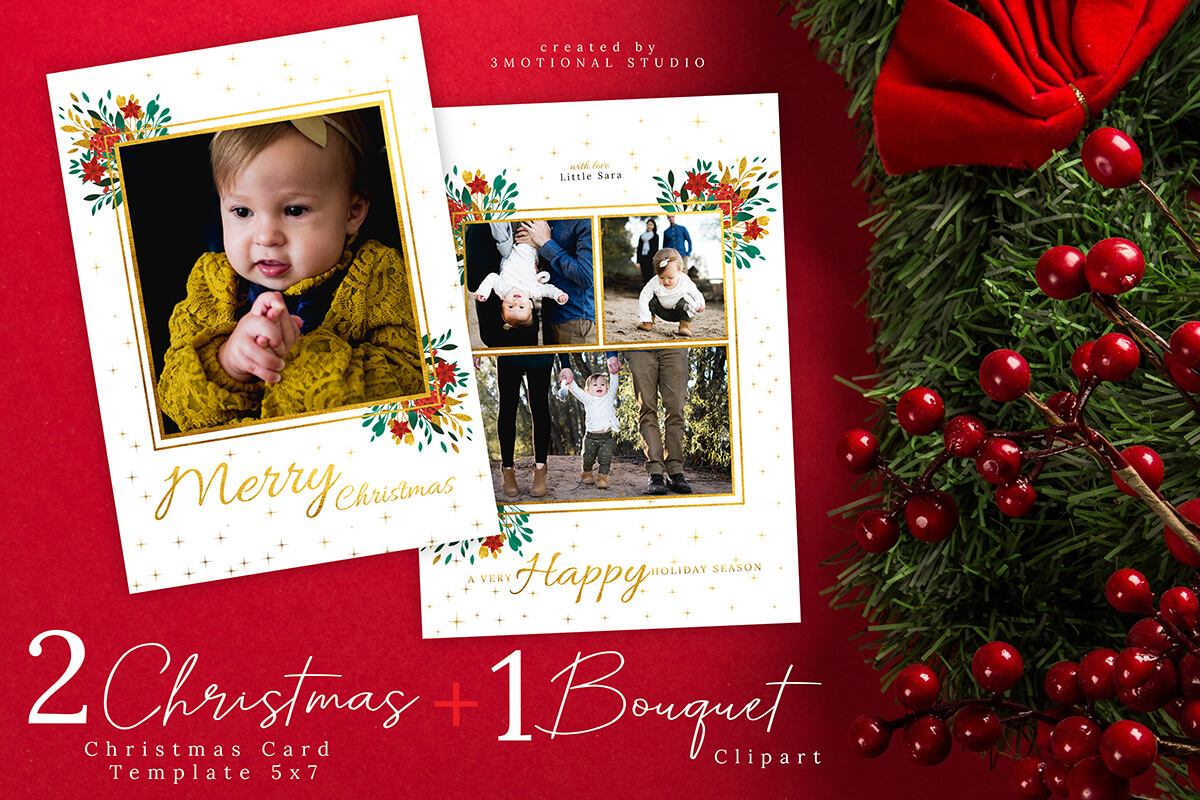 Christmas Card Photoshop Template 5X7 Within Christmas Photo Card Templates Photoshop