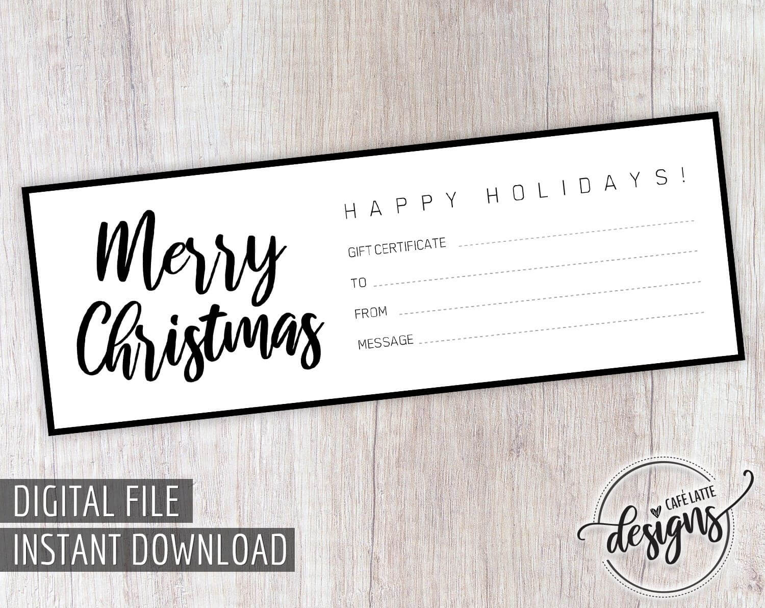 Christmas Gift Certificate, Gift Certificate Printable, Gift Regarding Black And White Gift Certificate Template Free
