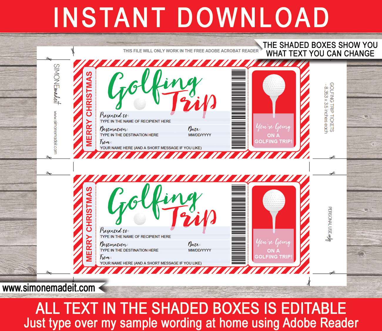 Christmas Golfing Trip Tickets Pertaining To Golf Gift Certificate Template