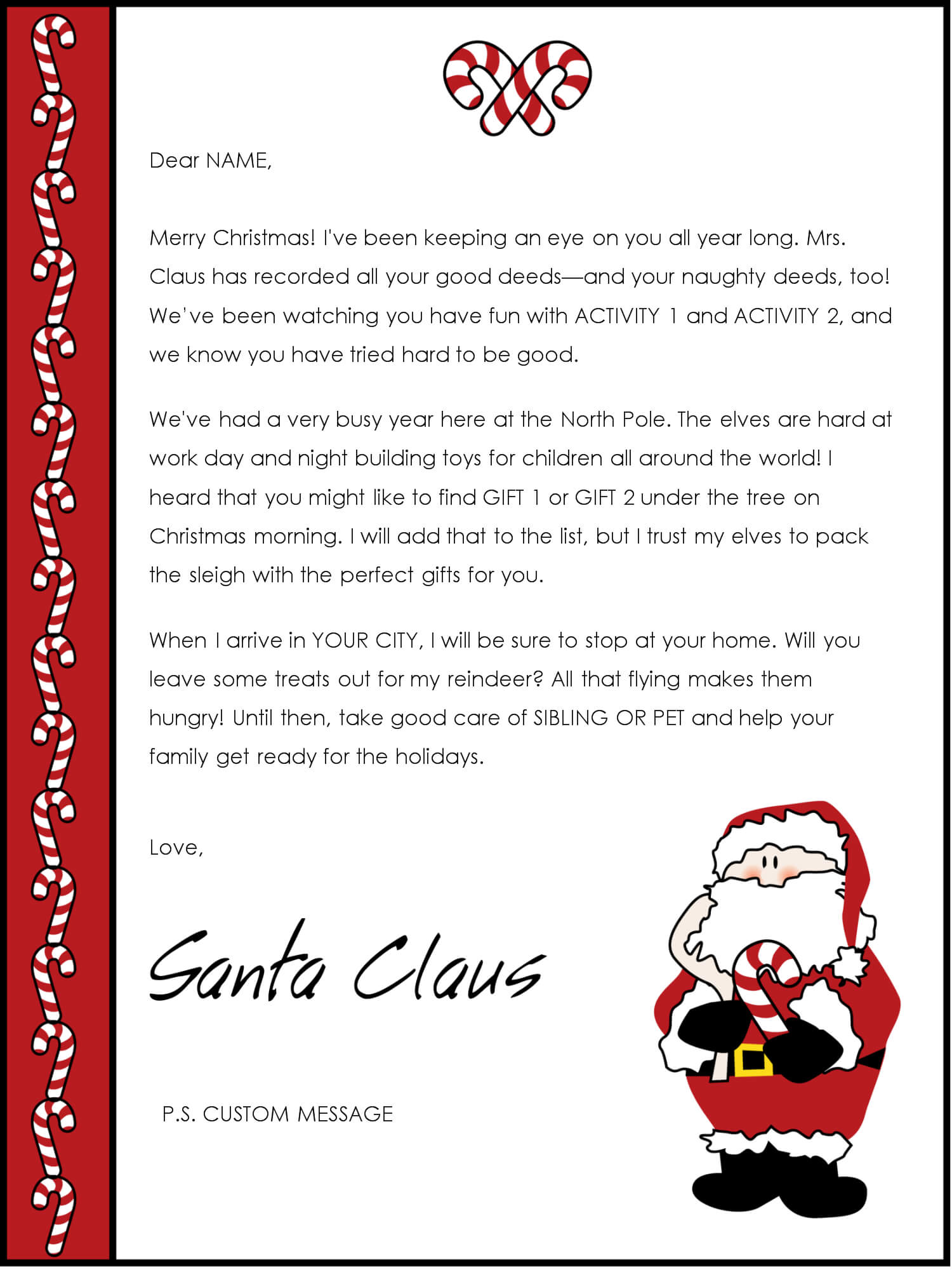 Christmas Letter Borders And Templates Letter Templates Throughout Letter From Santa Template Word