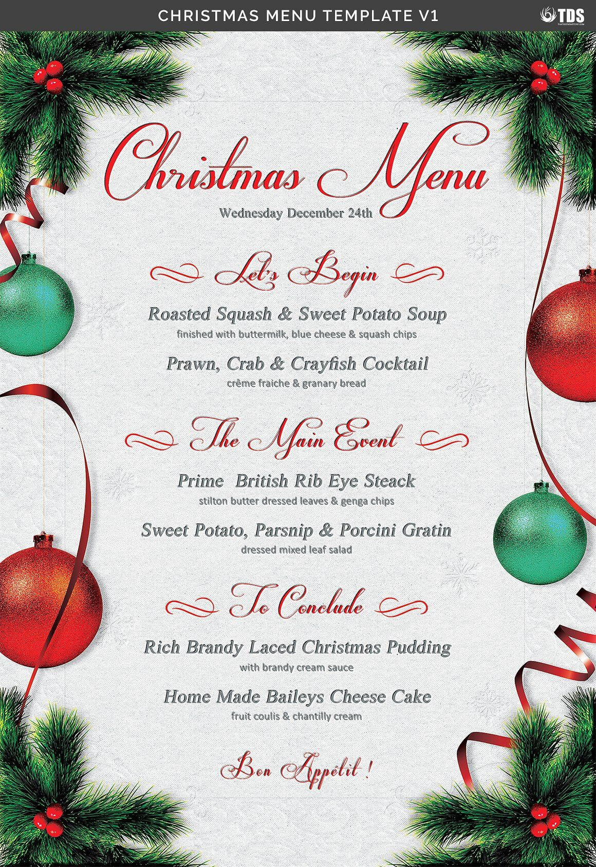 Christmas Menu Template V1Thats Design Store #ad Intended For Cocktail Menu Template Word Free