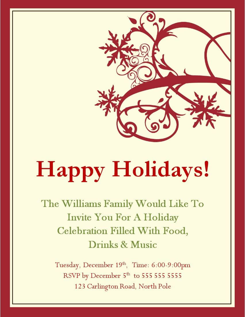Christmas Party Invitations Templates Microsoft | Holiday With Regard To Free Dinner Invitation Templates For Word