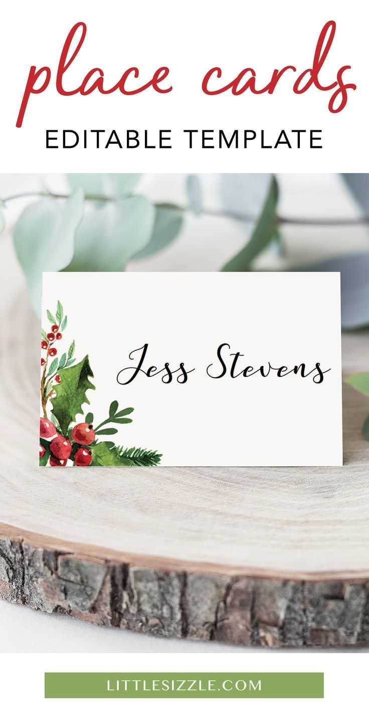 Christmas Table Decor Printable Place Card Template Regarding Christmas Table Place Cards Template