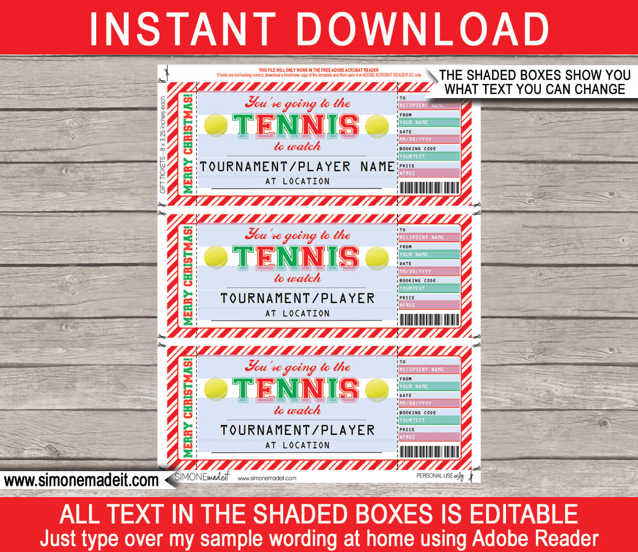 Christmas Tennis Gift Tickets With Regard To Tennis Gift Certificate Template