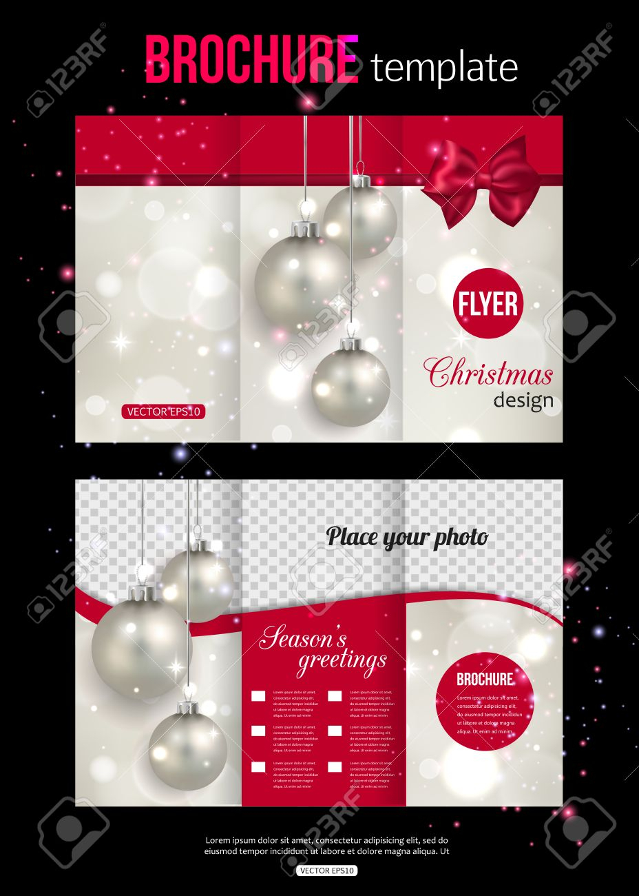 Christmas Trifold Brochure Template. Abstract Flyer Design With.. Inside Christmas Brochure Templates Free
